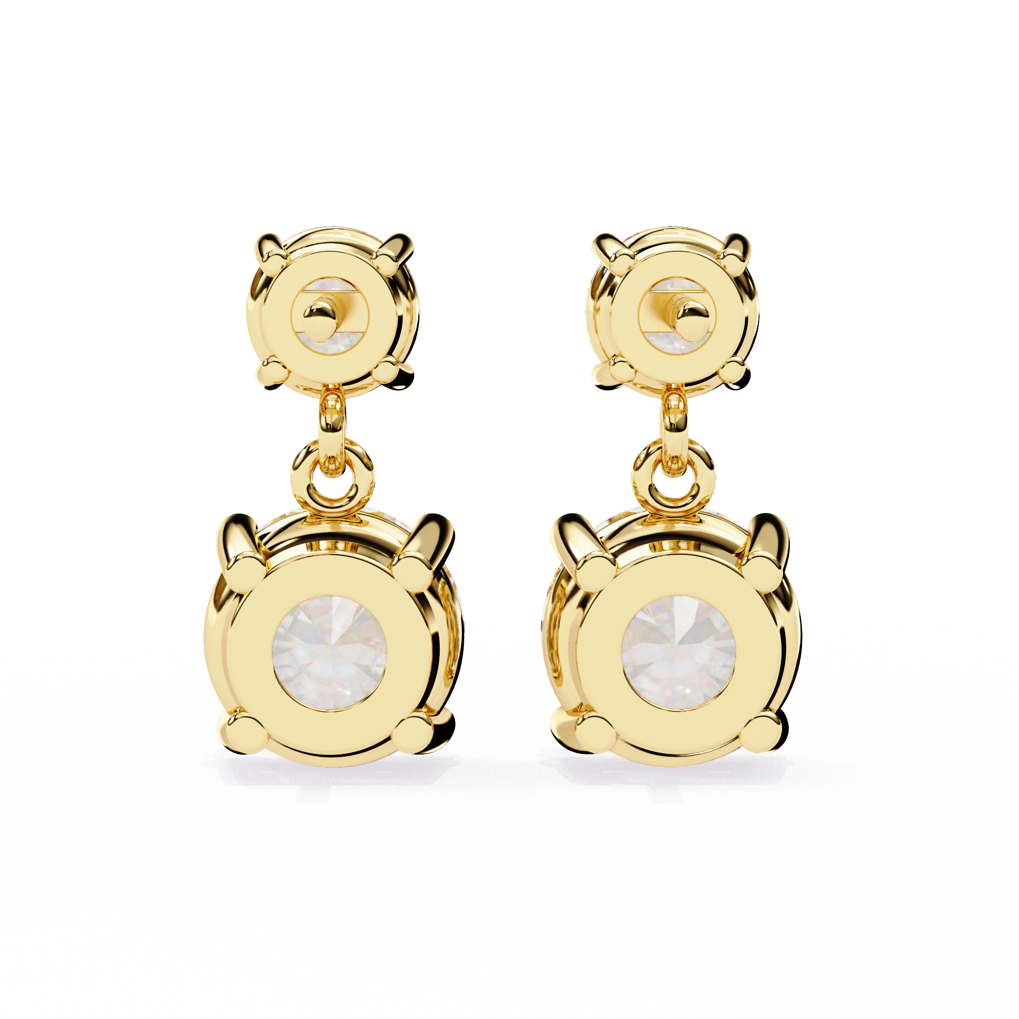 Solitairekart 3.73ct Dangling Double Round Solitaire Natural Diamond Stud Earrings-H Color, VS1 Clarity